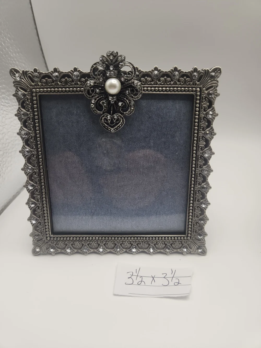 Decorative Blue and Silver Jeweled Photo Frame - Home AccentsSmall 3.5x3.5&3.5×5